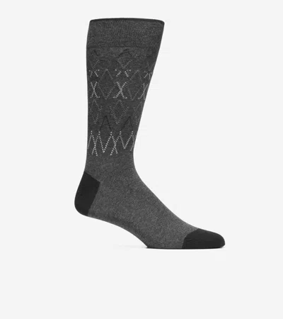 Cole Haan Men's Geo Dress Crew Socks - Grey In Gray