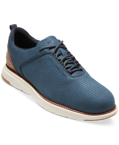 Cole Haan Men's Grand Atlantic Textured Sneaker In Navy Blazer Nubuck,british Tan,birch