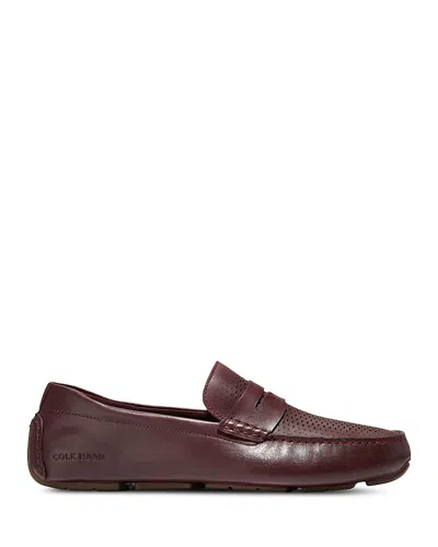 Cole Haan Men's Grand Laser Slip On Penny Drivers In Bloodstone