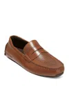 Cole Haan Grand Laser Penny Driver Mens Faux Leather Slip-on Loafers In British Tan