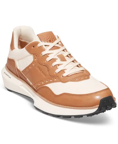 Cole Haan Men's Grandprø Ashland Lace-up Sneakers In Pecan Brown,natural Canvas,ivory
