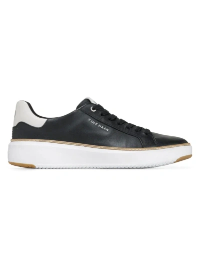 Cole Haan Men's Grandpro Topspin Leather Trainers In Black