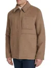 Cole Haan Felt Zip Front Shirt Jacket In Charcoal