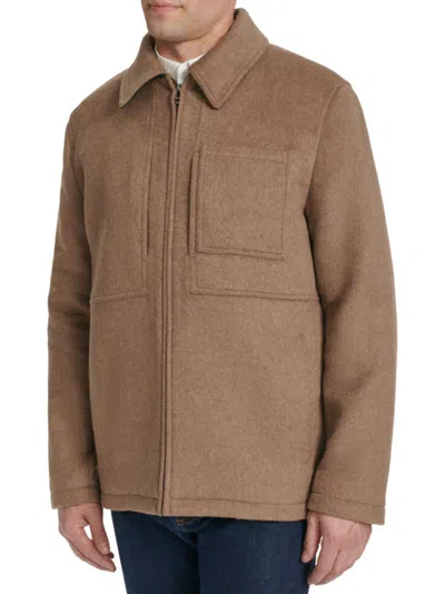 COLE HAAN MEN'S HEATHER WOOL BLEND SHACKET