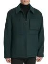 Cole Haan Felt Zip Front Shirt Jacket In Dark Green