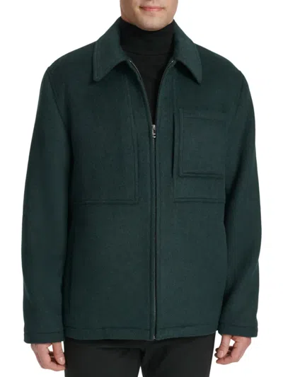 COLE HAAN MEN'S HEATHER WOOL BLEND SHACKET
