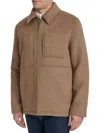 Cole Haan Felt Zip Front Shirt Jacket In Mushroom