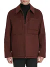 Cole Haan Felt Zip Front Shirt Jacket In Wine