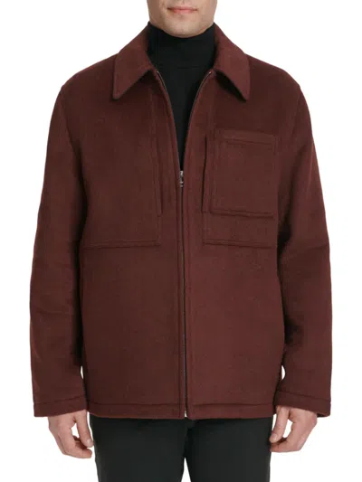 COLE HAAN MEN'S HEATHER WOOL BLEND SHACKET