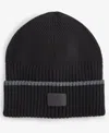 Cole Haan Men's Heritage Ribbed-knit Tipped Cuffed Beanie In Caviar