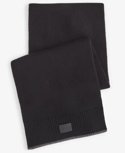 Cole Haan Men's Heritage Ribbed-knit Tipped Scarf In Caviar