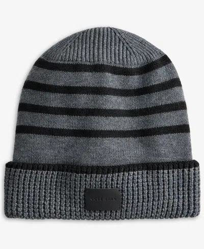 Cole Haan Men's Heritage Stripe Cuffed Beanie In Gray