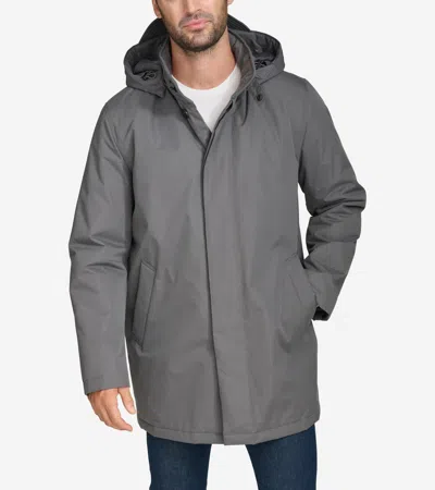 Cole Haan Men's Hooded Rain Jacket - Grey Size Xl Water-resistant In Gray