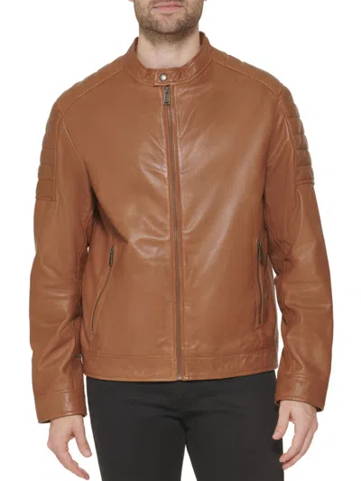 Cole Haan Men's Leather Moto Jacket In Camel