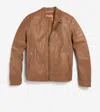 Cole Haan Leather Racer Jacket In Camel