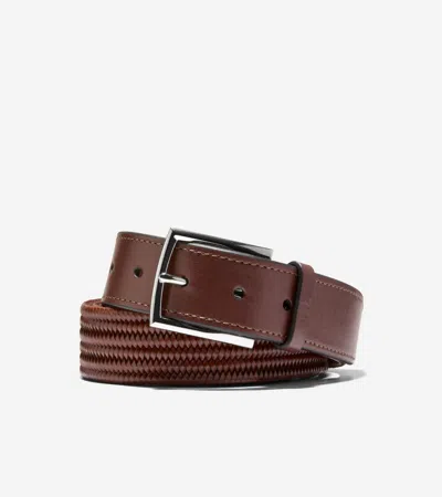 Cole Haan Men's Leather Stretch Braid Belt - Beige Size 44 In Gray
