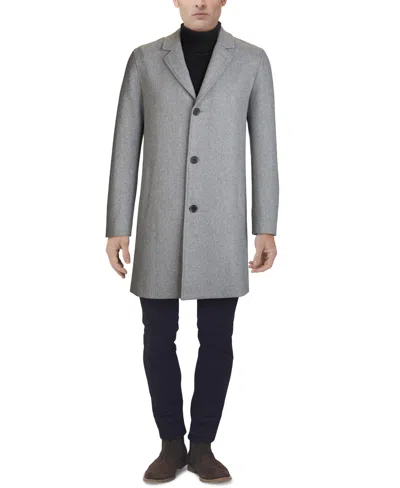 Cole Haan Men's Melton Classic-fit Topcoat In Light Grey