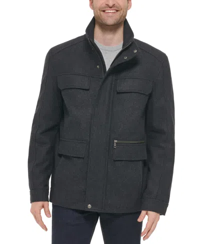 Cole Haan Men's Melton Wool Multi-pocket Field Coat In Charcoal