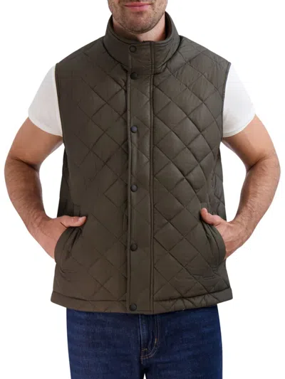 Cole Haan Diamond Quilted Vest In Green