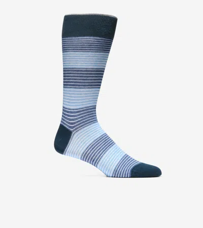 Cole Haan Men's Multi Stripe Dress Crew Socks - Blue