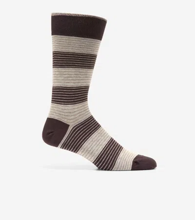 Cole Haan Men's Multi Stripe Dress Crew Socks - Brown
