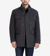 Cole Haan Melton Wool Blend Field Coat In Gray