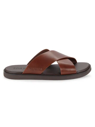 Cole Haan Men's Nantckt Leather Crisscross Sandals In Brown | ModeSens