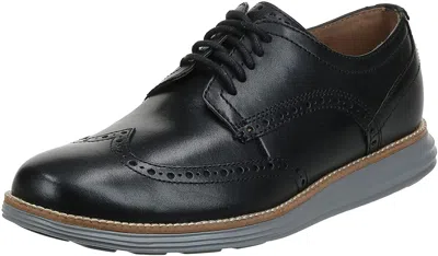 Pre-owned Cole Haan Men's Original Grand Shortwing Oxford Shoe In Black Leather/ironstone