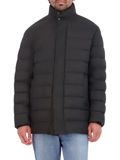 Cole Haan Men's Quilted Flannel Down Jacket In Charcoal