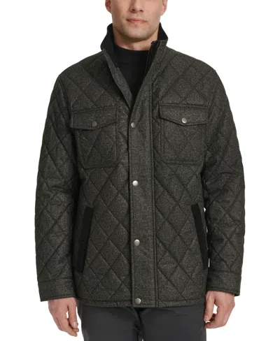 Cole Haan Men's Quilted Stand-collar Jacket In Charcoal