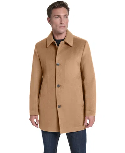 Cole Haan Men's Regular-fit Cashmere-wool Blend Single-breasted Car Coat In Camel