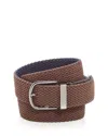 Cole Haan Reversible Stretch Web Belt In Brown/navy