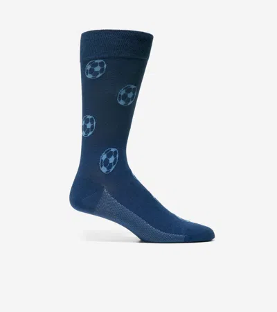 Cole Haan Men's Soccer Ball Dress Crew Socks - Blue