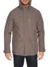 Cole Haan Water Resistant Hooded Windbreaker In Grey