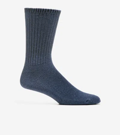 Cole Haan Men's Solid Marl Casual Crew Socks - Blue