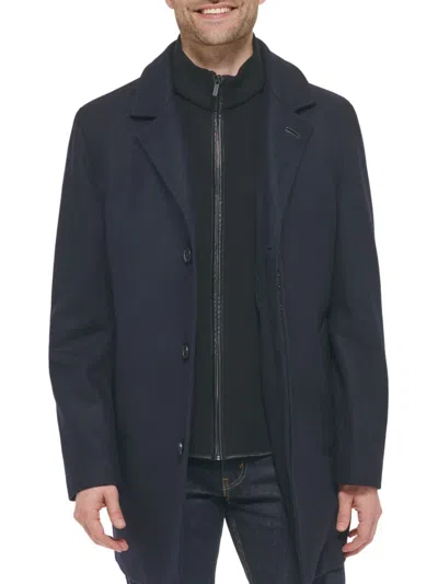Cole Haan Men's Solid Wool-blend Coat In Navy
