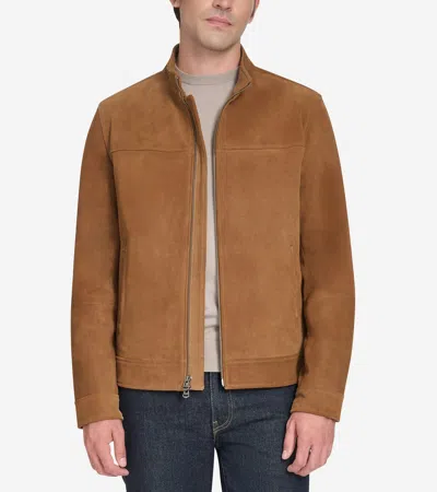 Cole Haan Men's Stand Collar Jacket - Brown Size Medium