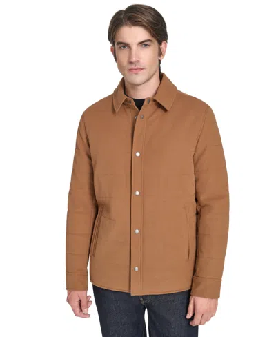 Cole Haan Men's Stretch Twill Shirt Jacket In Brown