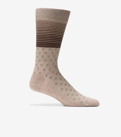 Cole Haan Men's Stripe Crew Socks With Dots - Brown Size Osfa
