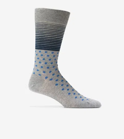 Cole Haan Men's Stripe Crew Socks With Dots - Grey Size Osfa