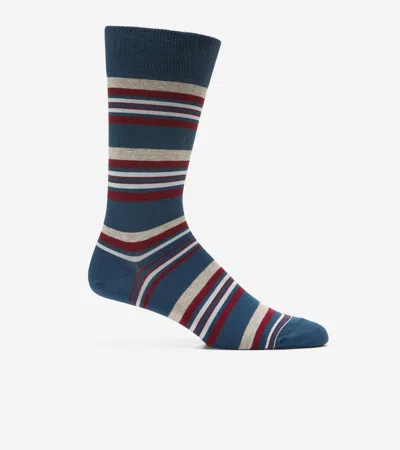 Cole Haan Men's Striped Dress Crew Socks - Blue In Multi