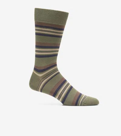 Cole Haan Men's Striped Dress Crew Socks - Green In Multi