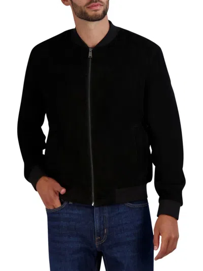 Cole Haan Men's Suede Bomber Jacket In Black