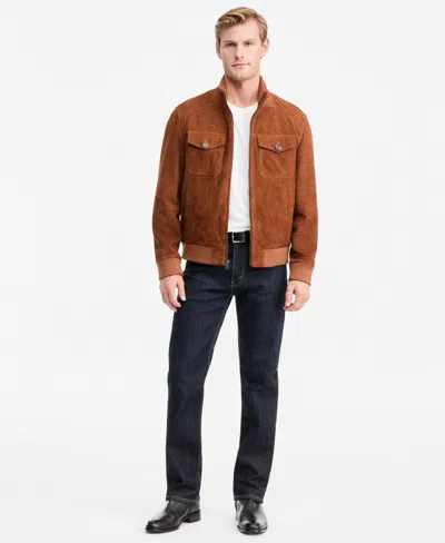 Cole Haan Men's Suede Bomber Jacket In Brown
