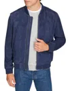 Cole Haan Suede Bomber Jacket In Navy