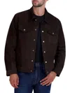 Cole Haan Trucker Suede Jacket In Brown