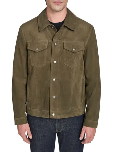 Cole Haan Men's Suede Regular Fit Jacket In Green