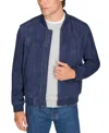 Cole Haan Suede Bomber Jacket In Navy