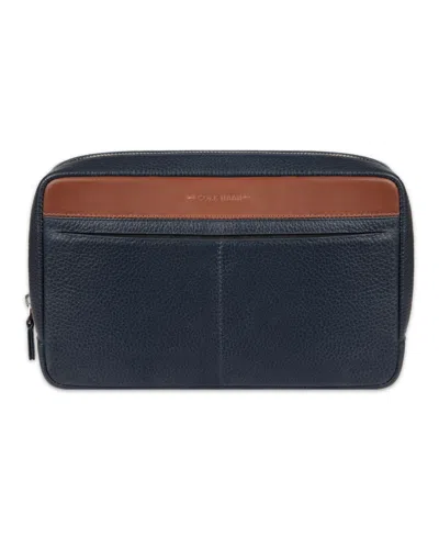 Cole Haan Men's Two Tone Top Zip Leather Toiletry Bag In Blue