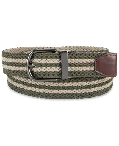 Cole Haan Men's Two-in-one Reversible Striped Stretch Web Belt In Green